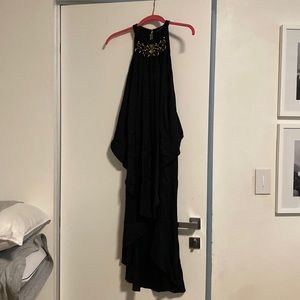 Kobi Halperin Black Dress with Gold Ring Detail at the neckline Size 0